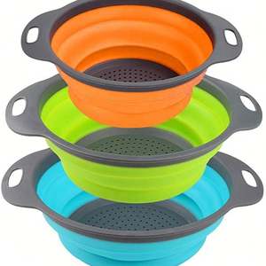 Juego de coladores de cocina, juego de coladores plegables, coladores de cesta de alimentos plegables, escurridor de cocina para escurrir Pasta, verduras - Product Image 1