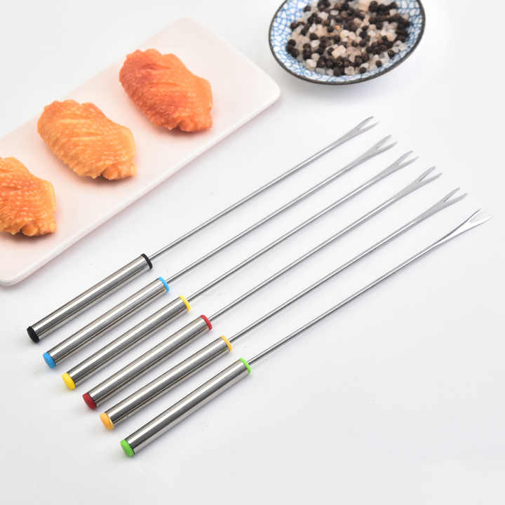 9.6 Inch Fondue Smores Sticks, Stainless Steel Fondue Forks with Handle