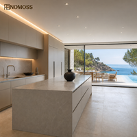 Cuisine moderne sur mesure de luxe pour projet de villa ou appartement avec îlot en quartz et quincaillerie à fermeture douce OEM