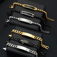 Bracelet personnalisé de luxe pour homme, plaqué or 14k 18k, en acier inoxydable 316L, avec barres à graver