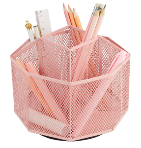 Portapenne da Scrivania in Rete, Organizzatore per Matite e Pennarelli, Contenitore per Cancelleria di Grande Capacità per Casa e Ufficio, <span class=keywords><strong>Rosa</strong></span> - Product Image 1