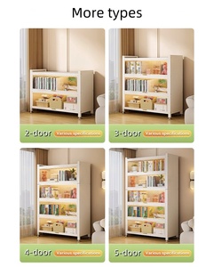 4 Tier Adjustable Metal Storage Cabinet Flip-top Dustproof Bookshelf Organizer <strong>Shelving</strong> <strong>Unit</strong> for Living Room <strong>Cupboard</strong> - Product Image 6