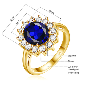 แหวนเงินแท้ 925 ชุบทอง 18k สไตล์วินเทจ สำหรับงานแต่งงาน งานเลี้ยงฤดูหนาว ประดับไพลินแบบเจ้าหญิงไดอาน่า ขายส่ง - Product Image 6