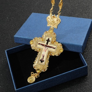 European American Hot-Selling Religious Zinc Alloy <b>Cross</b> Zircon Electroplated Bamboo <b>Chain</b> Necklace Collarbone Sporty Unisex - Product Image 2