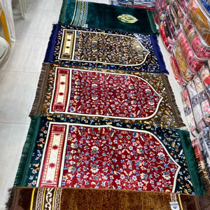 พรมละหมาดกำมะหยี่หนานุ่มหรูหรา พร้อมลายมุสลิมด้านหลัง ซักได้ บุหนานุ่ม ปรับขนาดได้ตามต้องการ - Product Image 1