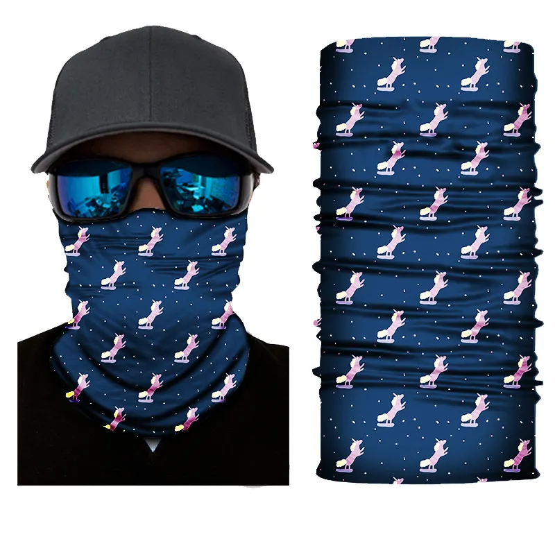 Custom Printing Logo Polyester Seamless Tube Plain White Sports Multifunctional Skull Scarf Neck Gaiter Black Headband Bandana