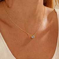Collier Pendentif Personnalisé en Acier Inoxydable avec Pierre de Naissance Colorée (12 Mois) et Breloque CZ Colorée pour Femme - Vente en Gros