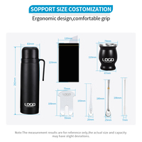 Ensemble de tasses Yerba Mate personnalisées d'Argentine 1000ml Conteneur thermos 250ml Gourde en acier inoxydable Bombilla Kits de paille Voyage moderne