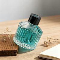 Flacon en verre transparent à rayures verticales de 120 ml avec bouchon à vis, sérigraphié, pour huiles parfumées et essentiels, sans flamme requise, vente en gros