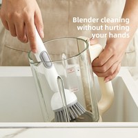 Brosse de nettoyage de cuisine multifonctionnelle à long manche rotative, tête réglable non abrasive, distribution de liquide par pression, pulvérisation intégrée