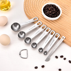 Stainless Steel Measuring <b>Spoon</b> Set 7 Piece With <b>Ring</b> For Cooking Baking Coffee - Product Image 3