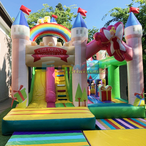 Castillo inflable comercial para fiestas infantiles, combo de brincolines con tobogán, estilo país de las maravillas. - Product Image 2