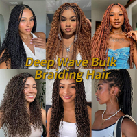 Rambut Crochet Deep Wave Gaya BOHO Single Weft Serat Tahan Panas 24 inci 28 inci Ekstensi Kepang Sintetis Ocean Wave