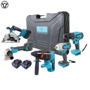 産業用コードレス電動工具セットツールキット5In1アングルグラインダーインパクトレンチ電動ハンマープレーナーパワードリル - Product Image 3