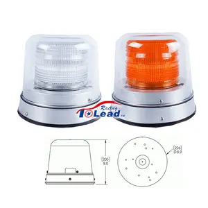 High Intensity Dual Covers LED Emergency Rotary Warning Light Heavy-Duty Spun Aluminum Base Tall Dome Xenon Strobe Lamp