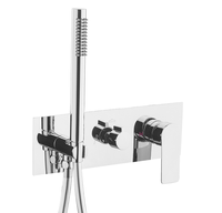 Système de douche pluie mural en céramique brossée chromée avec robinet de salle de bain monocommande en laiton pour usage domestique et hôtelier