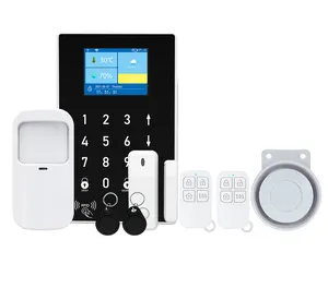 WiFi GSM ev hırsız güvenlik alarmı sistemi kablosuz kitleri APP kontrol RFID kart SMS uyarısı Panel dokunmatik sesli LCD PIR kapı sensörü