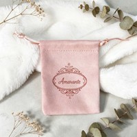 Pochette à bijoux en microfibre avec logo personnalisé, texture suédée douce, sac de rangement pour collier, bague, boucles d'oreilles, emballage cadeau pour bijoux