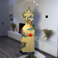 Robe Annshine Fashion 2026 Nouvelle Collection Africaine Élégante à Imprimé Floral, Longueur Midi, Dos Nu, Col Halter, Sans Manches pour Femme