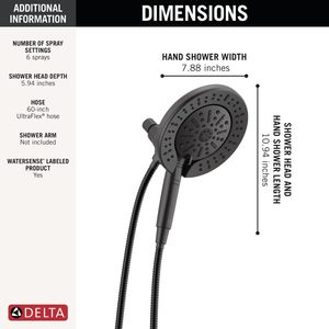 Pommeau de douche haute pression portable 5 modes à grand panneau, pulvérisateur de douche à pression accrue pour salle de bain et chauffe-eau - Product Image 4
