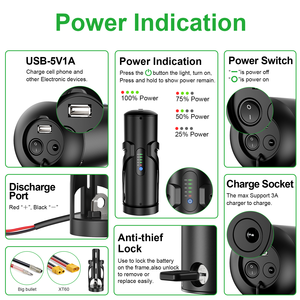 Batería de Bicicleta Eléctrica en Forma de Botella de Agua, 48V 10.5Ah, Batería de Bicicleta de 36V 7ah, Negra, Portátil, para Bicicleta Eléctrica - Product Image 4