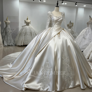 Robe de mariée de luxe, robe de bal, robe de mariée à manches longues, robe de mariée en satin, Vestidos De Novia Xs214 - Product Image 2