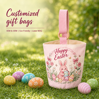 Cadeaux de fête personnalisés, sacs à bonbons écologiques réutilisables, joyeuses fêtes de Pâques, panier en toile en forme de lapin pour les cadeaux des enfants