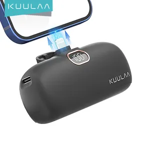 KUULAA 최고 판매 제품 2022 내장 플러그 필요 케이블 5000mAh 고속 충전 미니 전원 은행
