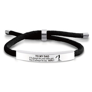 A mio <span class=keywords><strong>figlio</strong></span> braccialetti di lunghezza regolabile <span class=keywords><strong>bracciale</strong></span> Laser Logo stampa acciaio inossidabile nero rosso bianco filo intrecciato corda braccialetto fortunato - Product Image 2