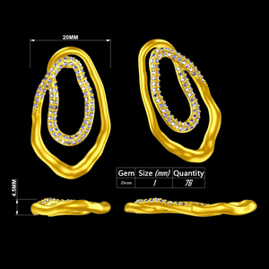 خمر النحاس غير النظامية مطلي بالكهرباء الذهب و الفضة اللون حجب الأقراط الماس مشرق للبيع بالجملة - Product Image 6