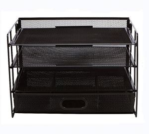 Metal Desktop <b>File</b> Organizer Hanging Mesh <b>File</b> Holder with 4 Trays and 2 Pen Holders Office Desk Organizer - Product Image 3