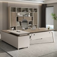 Bureau de direction moderne en bois de luxe en forme de L extensible avec finition anti-eau/anti-rayures