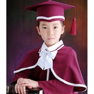 Robes de graduation pour enfants, bleu foncé, bordeaux, polyester, avec toque académique, pour la photographie et les spectacles - Product Image 2
