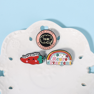 Pins de esmalte de fresa Neurospicy para salud mental, personalizados, exquisitos, para neurotípicos y neurodivergentes, broche, insignia para mochila y solapa, joyería - Product Image 4
