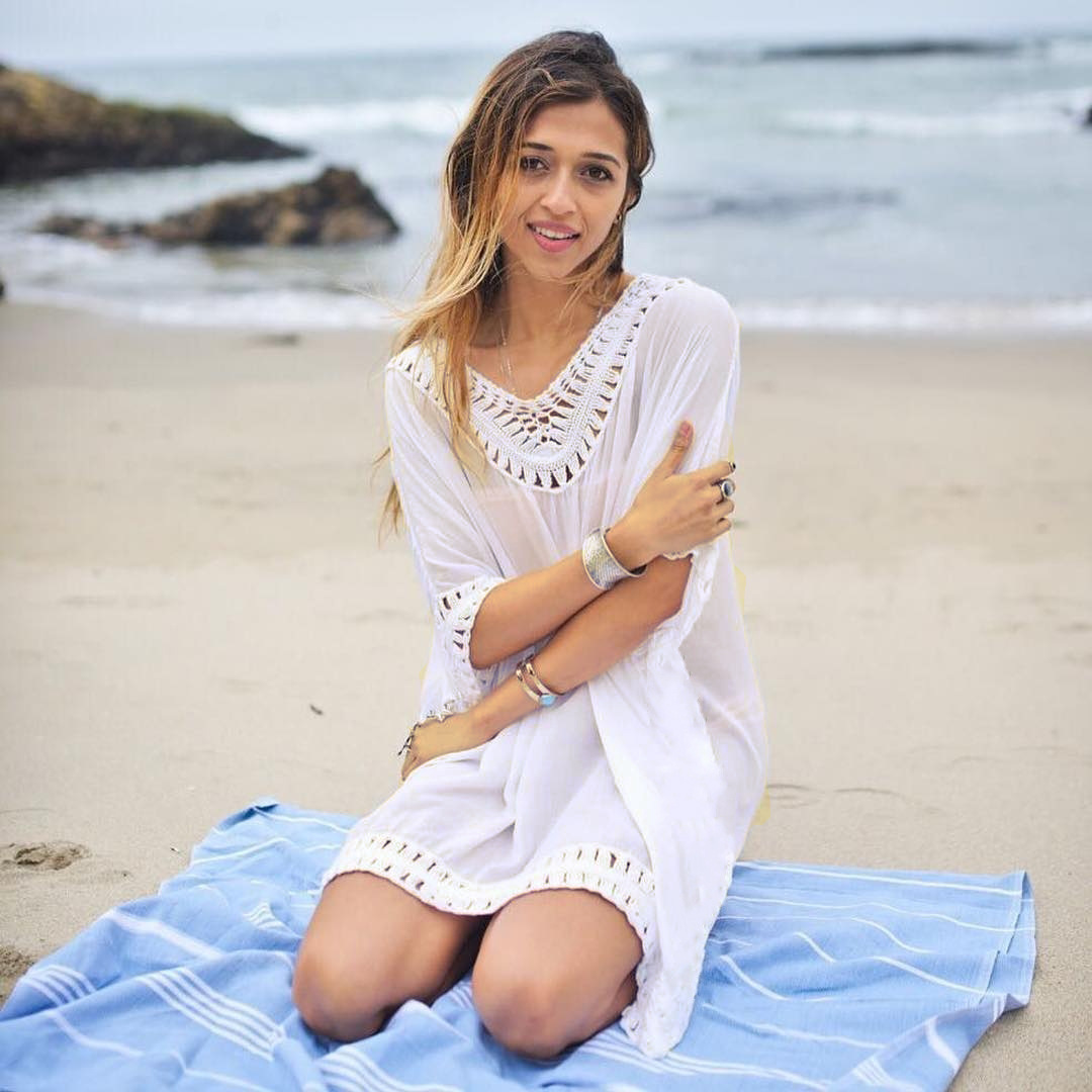 chinese dress ladies Barrett Long Sleeve Cover-Up Beach Dress in White White / L