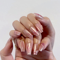 Fournisseur Direct : Nouveaux Faux Ongles Simples Rose et Blanc, Pailletés Dégradés, Tailles Mixtes, Style Ballerine Tendance