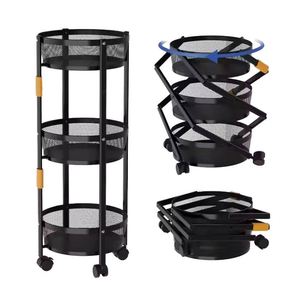 Estante de Cocina Plegable y Giratorio de Acero con 5 Cajones, Ruedas y Resistente al Agua para Verduras y Frutas - Product Image 1