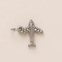 Pendentif de voyage en forme de valise d'avion et de passeport en acier inoxydable plaqué or 18 carats avec zircon, pour la création de bijoux DIY