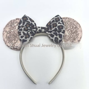 Serre-tête en tissu fait main à imprimé léopard pour enfants, style <span class=keywords><strong>Minnie</strong></span> Mouse, pour fête d'Halloween, carnaval ou fête princesse, Advanced Romance - Product Image 2