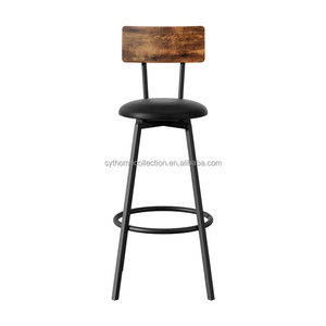 Tabourets <span class=keywords><strong>de</strong></span> <span class=keywords><strong>bar</strong></span> <span class=keywords><strong>de</strong></span> style mid-century haut <span class=keywords><strong>de</strong></span> gamme, structure en métal <span class=keywords><strong>noir</strong></span>, dossier en bois, chaises <span class=keywords><strong>de</strong></span> <span class=keywords><strong>bar</strong></span> pour comptoir <span class=keywords><strong>de</strong></span> cuisine, café - Product Image 2