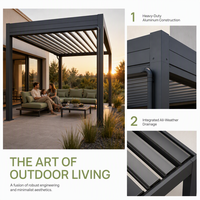 Pergola en aluminium sur mesure, motorisée, avec toit à lamelles imperméables et gouttière, pour jardin, terrasse, patio extérieur