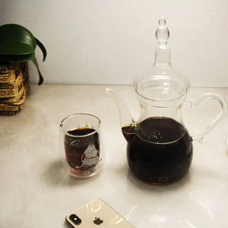 1000Ml Heldere Gepersonaliseerde Arabische Koffie-En Theepot Met Deksel En Handvat