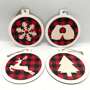 จี้ตกแต่งต้นคริสต์มาสงานไม้ทรงกลมห้อยทำจากไม้คริสต์มาสชิ้นเดียวตามสั่ง - Product Image 1