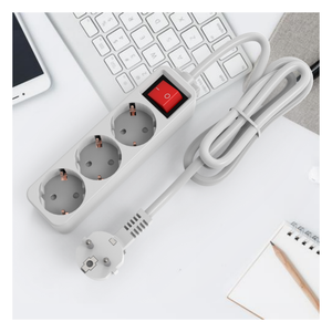 Enchufe de Extensión de 3 Vías con Conexión a Tierra, Estándar Europeo, con Cable de 1.5/3/5 Metros, Regleta de Alimentación Eléctrica con Interruptor - Product Image 2