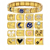 Bracelet à breloques italien doré en acier inoxydable, maillons de la série Espace, breloques de 9 mm, bracelet à perles DIY pour femme, cadeau de bijoux DIY