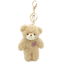 Ours en peluche sac à breloques sac accessoires enfants violet coeur rempli en peluche sac à dos portefeuille pendentif cadeau 5 "pouces cadeau pour les filles