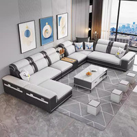 Nouveau Canapé 2024 de Salon en Cuir Anti-Rayures et Tissu, Canapé d'Angle pour Grand Appartement, Modèle Simple et Moderne en Latex, Collection Complète