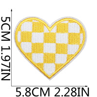 Gros Tendance Brodé À Carreaux Coeur Patch Coeur Badge Broderie Patch Chapeau Damier Coeur Patch Applique Fer sur