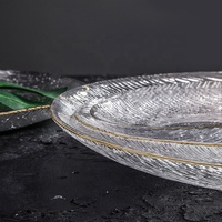 Ensemble de 7 assiettes de présentation transparentes en cristal, bols et assiettes en verre, service de table