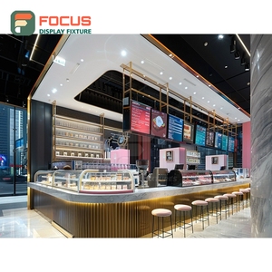 Vitrine professionnelle pour café avec porte en verre d'angle, base en noyer, meuble de présentation pour café - Product Image 6